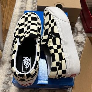 Vans Woven checkered leather stackform slip on shoe